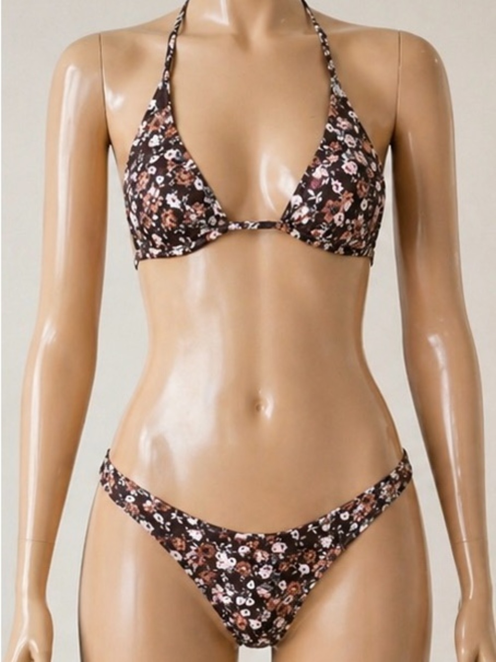 Frankie's Bikinis Brown Floral Triangle Bikini